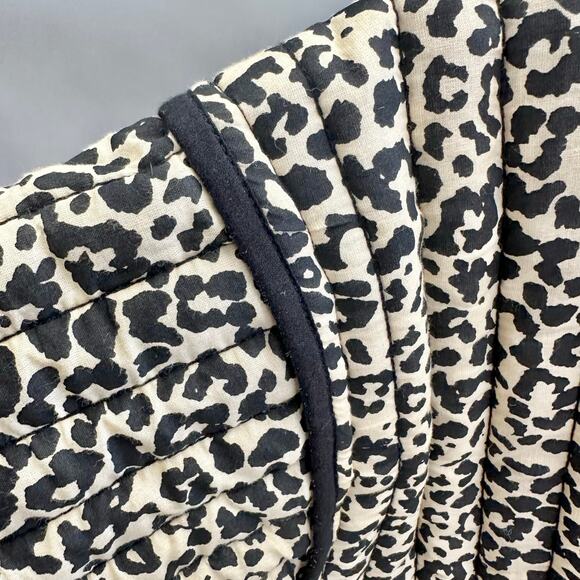ASOS DESIGN cotton quilted leopard print bowtie tie front jacket Size Large Boxy - Picture 13 of 16